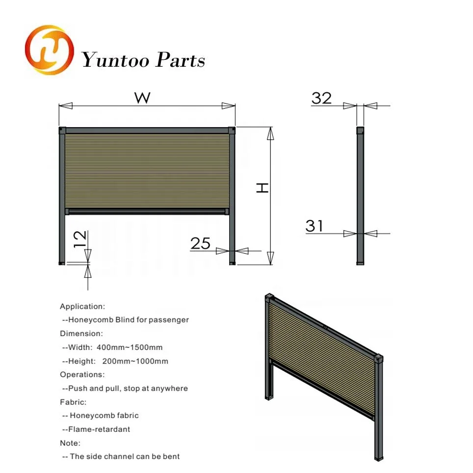 Manual mini bus side window sunshade curtain