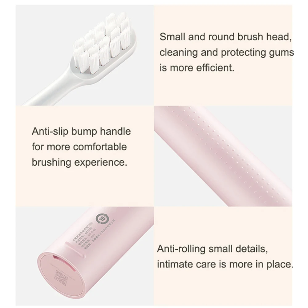XIAOMI Mijia T200 Smart Sonic Pink + 3 щетка Зубная перезаряжаемая IPX7 Водонепроницаемая электрическая зубная для взрослых мягкая