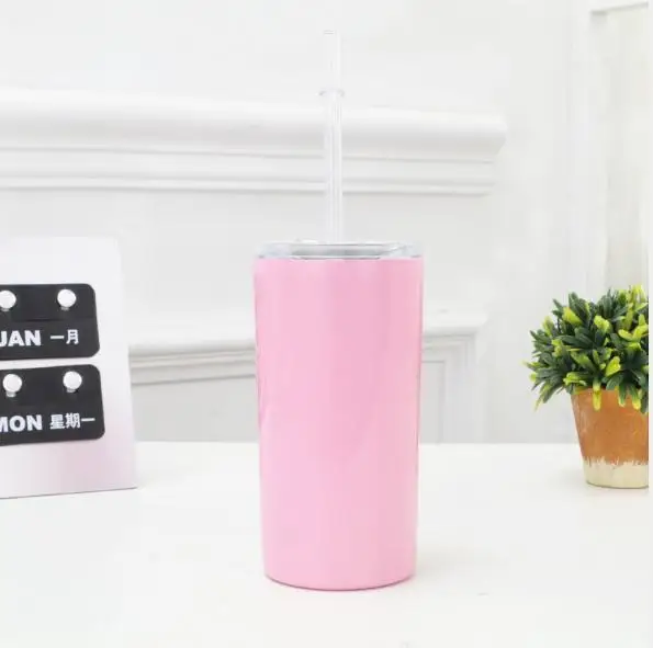 Skinny tumbler cup 12oz vacuum tapered tumbler cups straight tumblers stainless steel coffee cup with straw