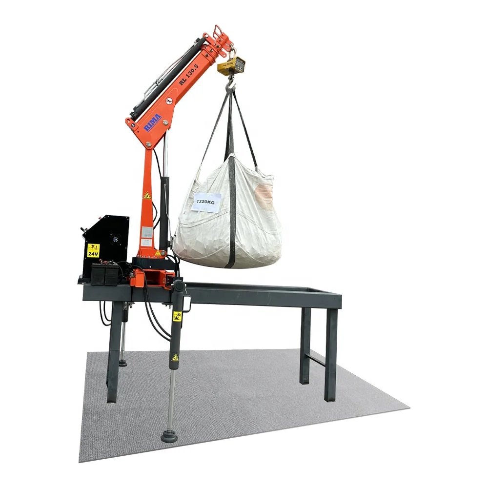 Remote control hydraulic small mini truck crane 1300KG lifting capacity mini crane