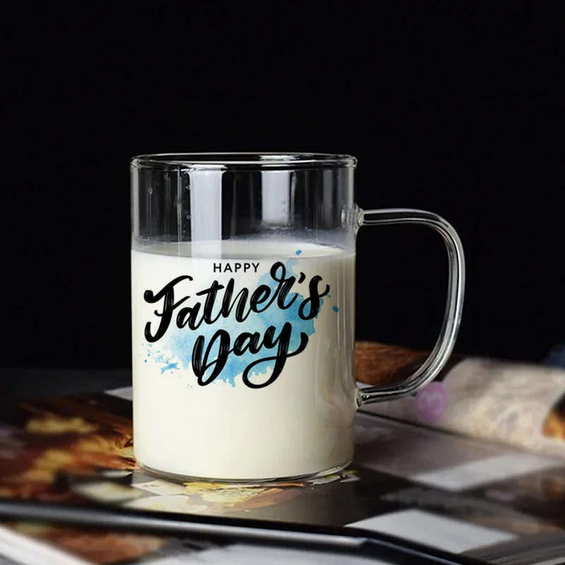 16oz Sublimation Glass Cup with Handle Blank Transparent Glass Mug with Bamboo Lid and Spoon Coffee Milk Juice Tea Cup