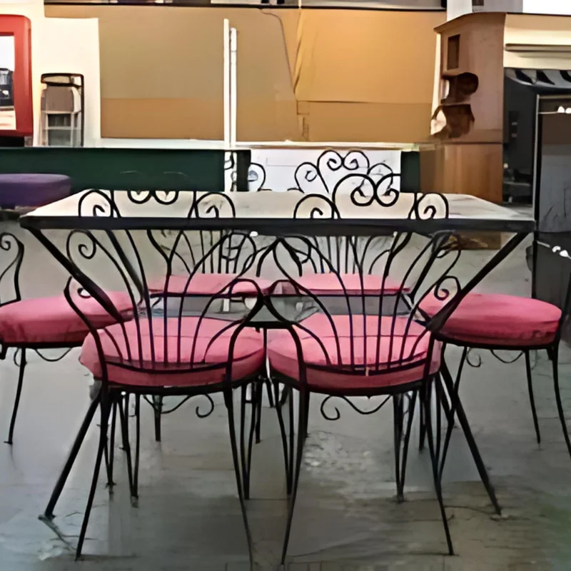 Vintage Wrought Iron Table And Chair Set For Home Indoor Outdoor Garden Furniture Set Open Rooftop Hotel And Restaurant