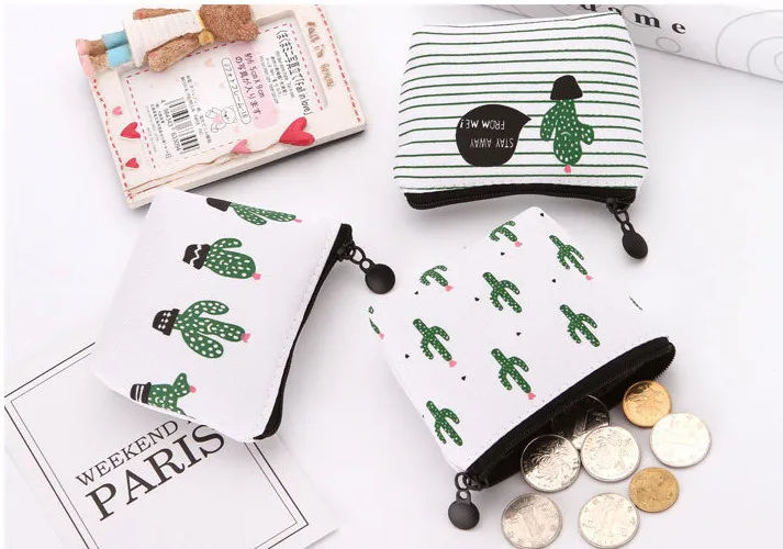 Small canvas  eco friendly cotton gifting bags mini organza storage coin purse cactus