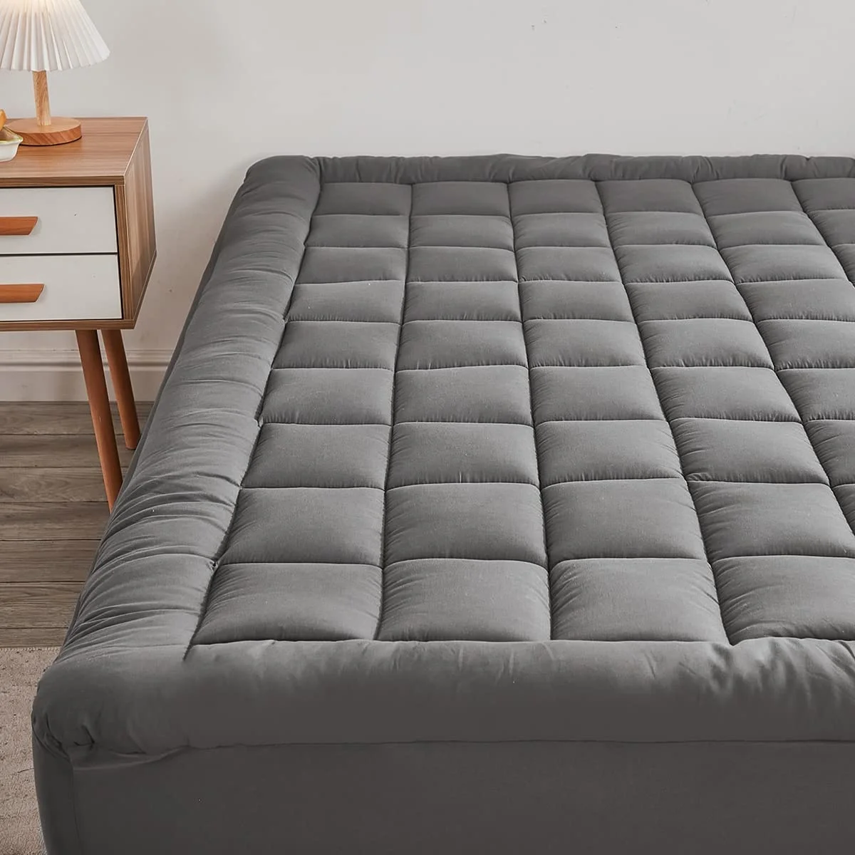 Eco-friendly 100% Cotton Cover Hotel Collection Extra Thick 100% Polyester Gel Fiber Filled Bed Mattress Topper