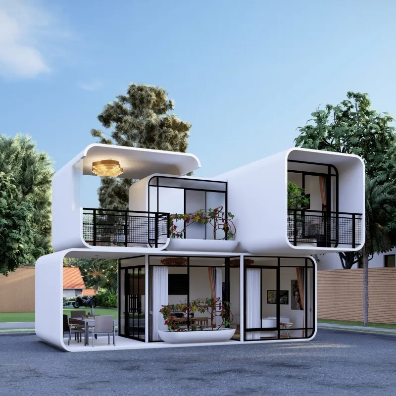 Lux Modern Style Tiny Modular House Outdoor 2 Layer Prefabricated Container House