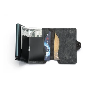 PU Single Aluminum Box Business Hasp Card Case Slim Wallet New RFID Blocking Slim Card Holder