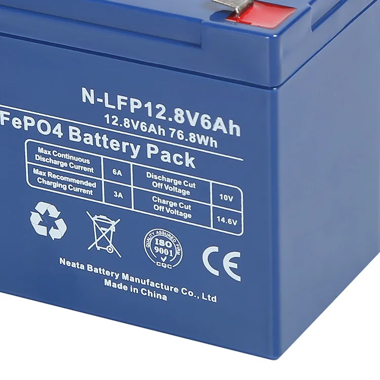 Neata 12V 6Ah LiFePO4 батарейный блок 2000 циклов аккумуляторная 12 8 V 76.8Wh литий-железо-фосфатный аккумулятор