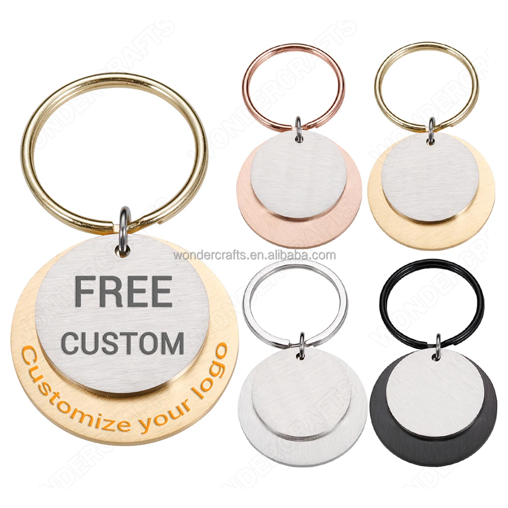 WD Personalized Custom Graduation 2 Two Layers Key Chain , Stainless Steel Double Layer Pet ID Dog Label Tags