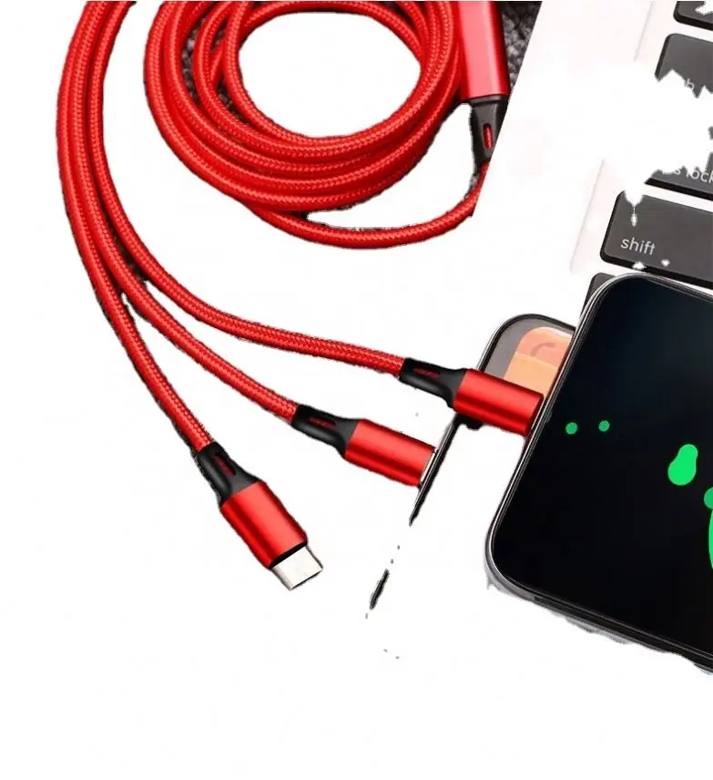 Amazon USB Fast Charging Cord 3 in 1 USB Cable Type C Micro USB Port Connectors For Compatible Cell Phones Tablets