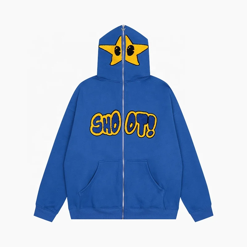 2023 New Arrivals Manufacturers Custom Chenille Embroidery Logo Men High Quality 100% Cotton Zipper Full Zip Up Hoodies