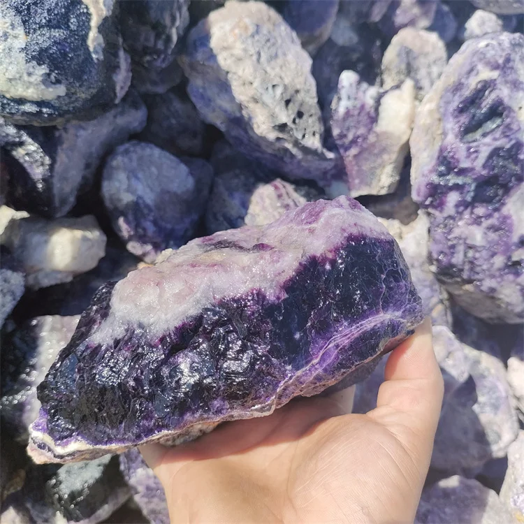 ZHANFEI custom purple rainbow fluorite free form raw crystal diffuser stone aromatherapy stones for home decoration