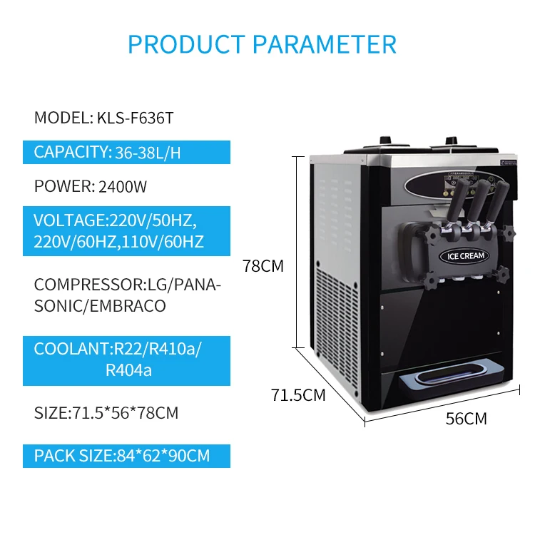  KLS-F626T 25L maquina para hacer helado mercado de