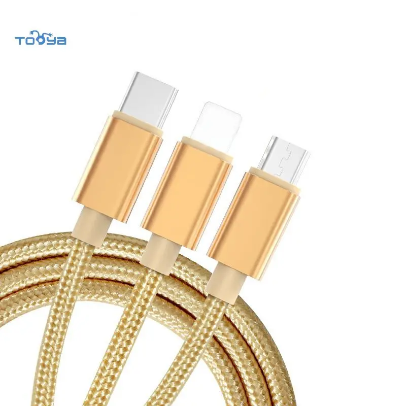 Кабель для передачи данных 3 в 1 Apple type-c и Micro USB Android сверлильно-кабель зарядки мобильного телефона tooya 2 м от одного до трех