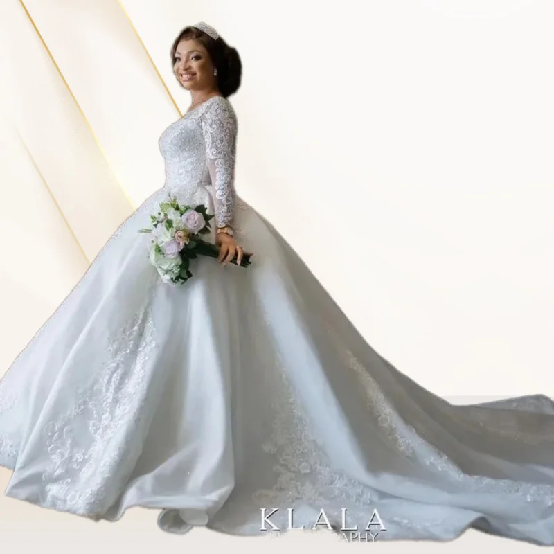 Новое элегантное женское свадебное платье из чистого белого кружева с хвостом