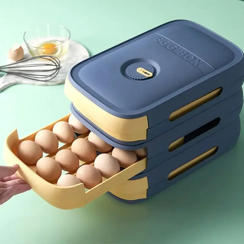 Popular portable egg storage box refrigerator egg storage tray plastic box