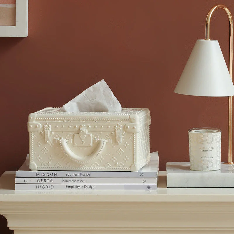 Rectangular resin Tissue Box Cover luxury Elegant Design brown storage box Paper Napkin Holder for table Toilet Bath
