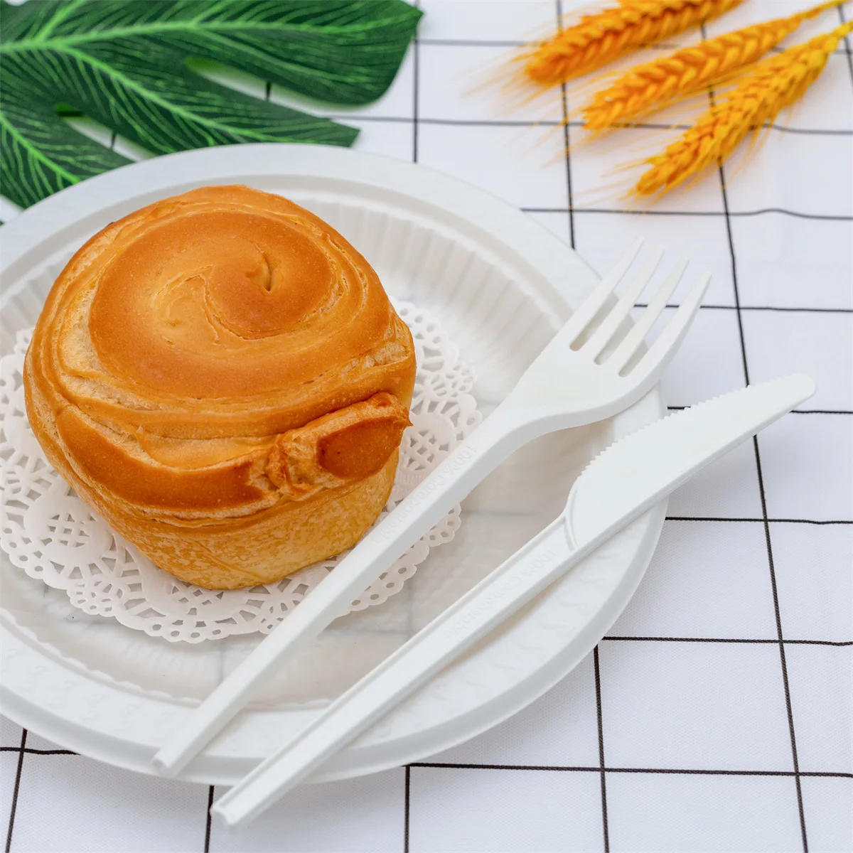 6.5 inch CPLA Compostable Forks Knife Spoon Set Disposable 180 Days Biodegradable Cutlery