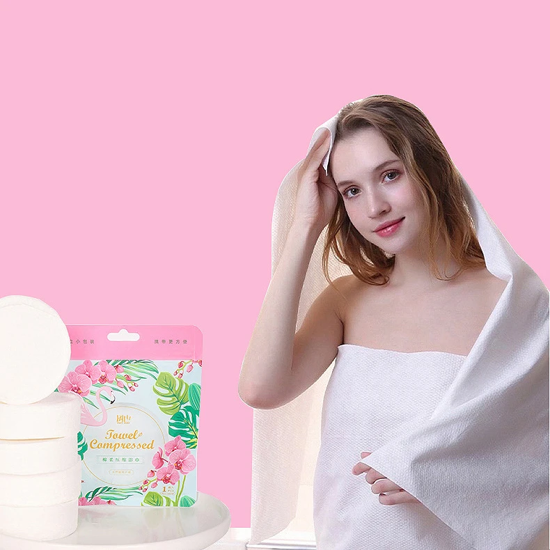 Manufacturer   Custom 70*140cm Disposable  Compressed  Cotton Bath Towels