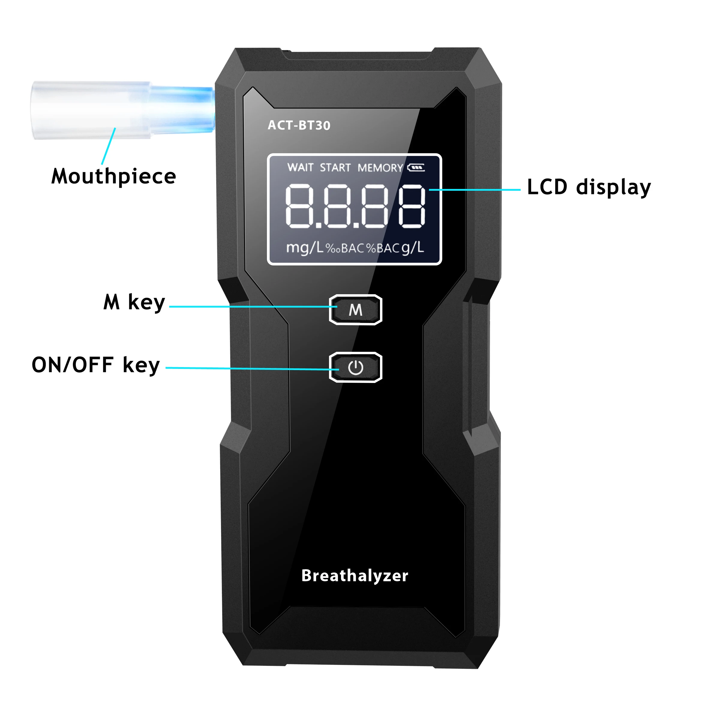 Good Sale Factory Price  Breath Fuel Cell Alcohol Tester Breathalyzer Alkomate