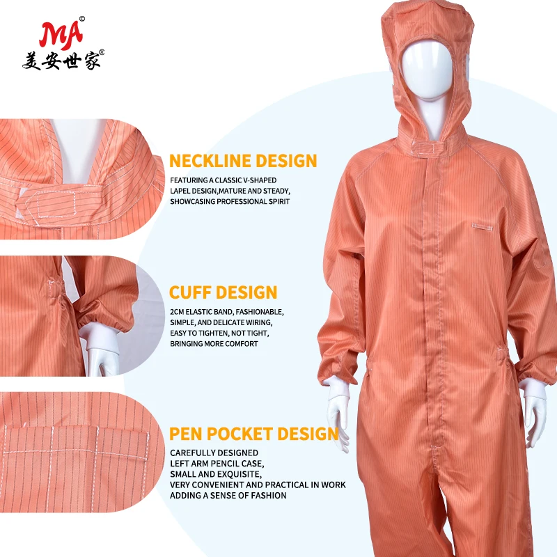 100 одежда polyesterclothes полностью проводящий для чистой комнаты Электростатическая диссипативная антистатический комбинезон