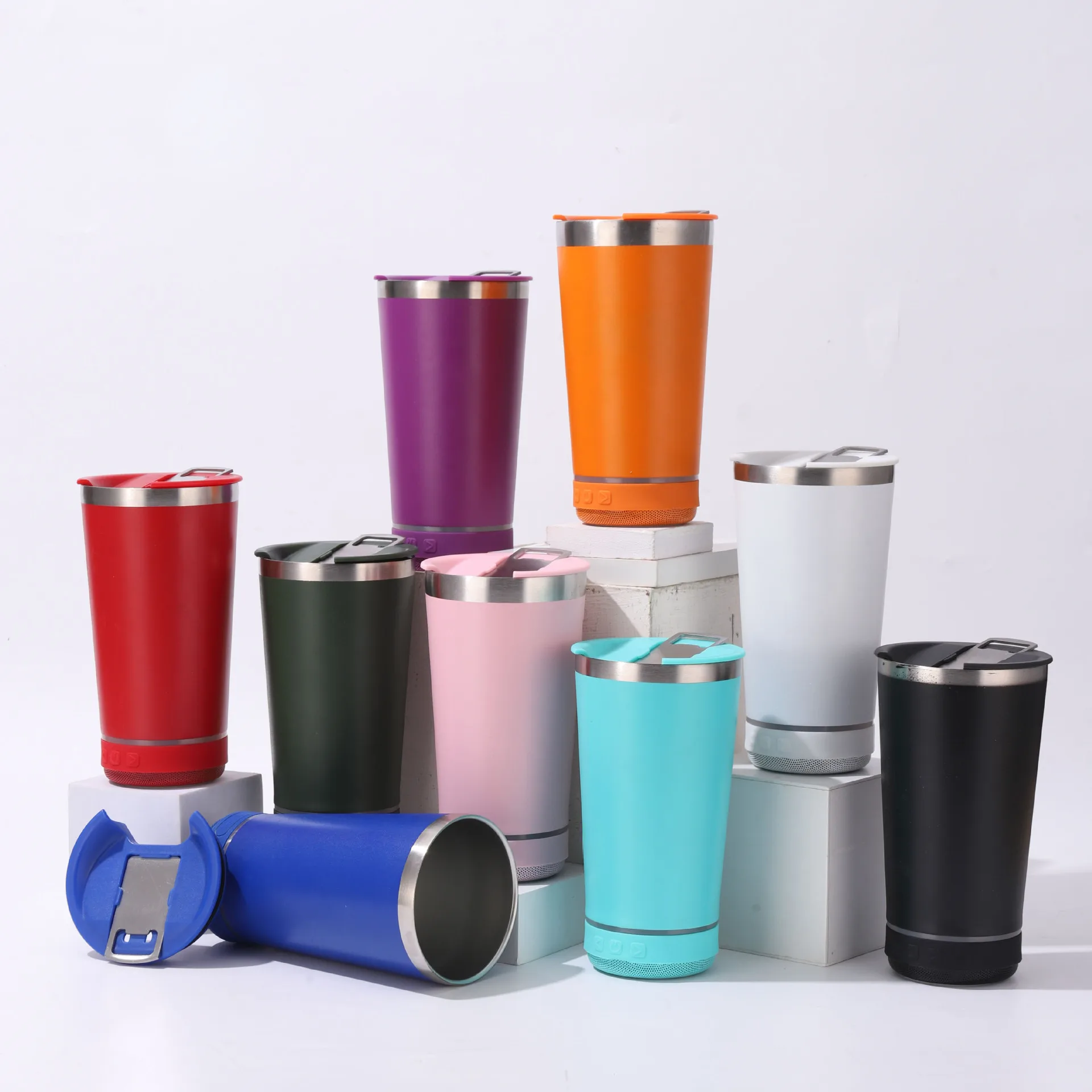 20oz Bluetooth Speaker Tumbler Waterproof Stainless Steel Music Cup