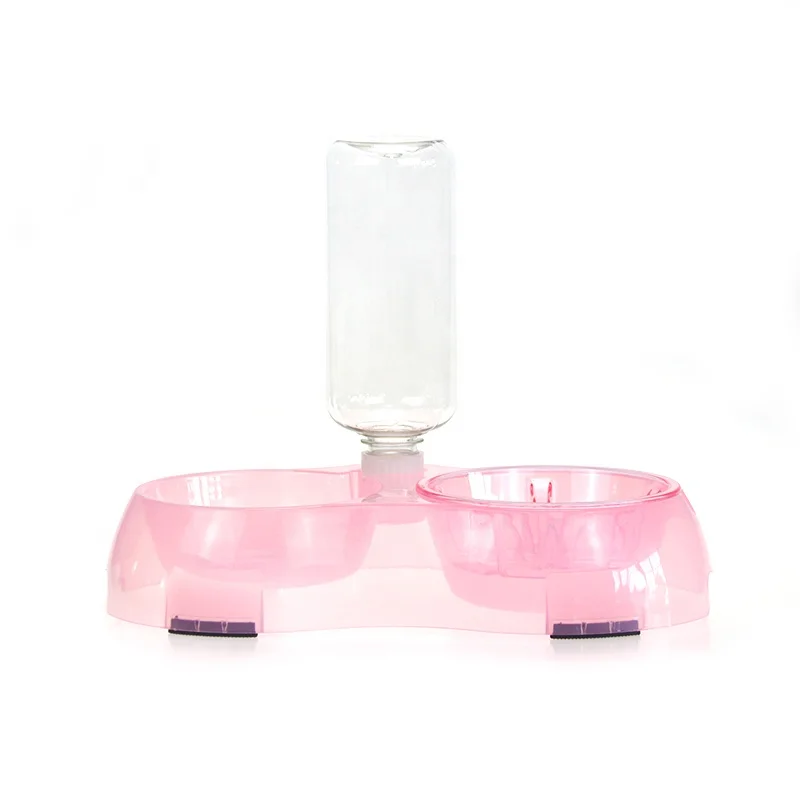 Colorful Neck Protective Dog Bowl Water Bottle 2 In1 Pet Bowls Set No-spill Dog Water Bottle