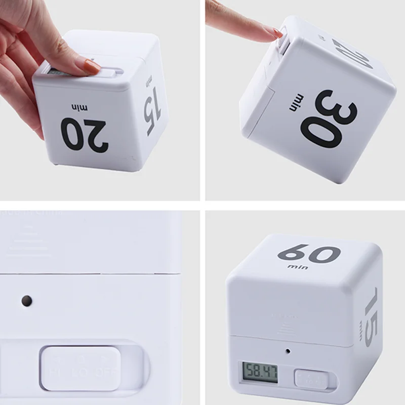 Digital Mechanical LED Display Time Alarm Cube Kitchen Cooking Timer