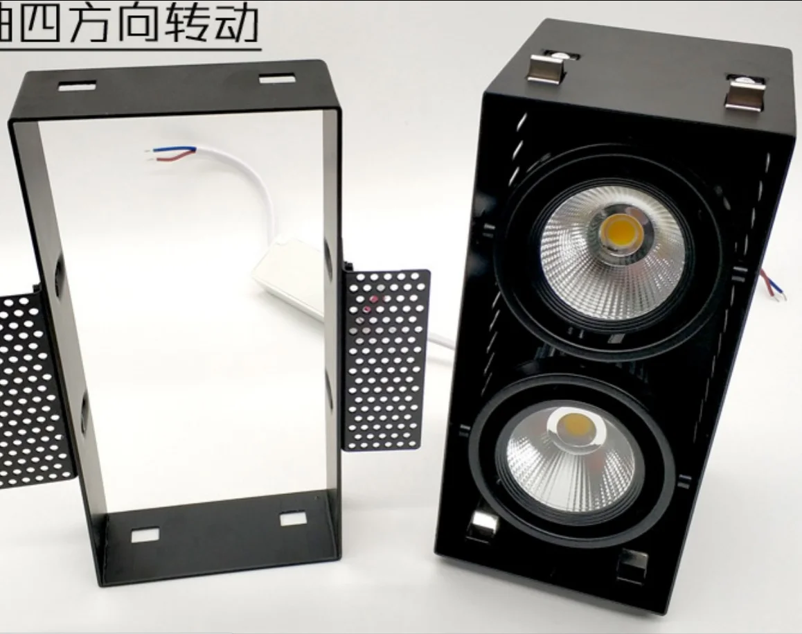 Точечный светильник высокой мощности с двойной головкой, 20 Вт, Точечный светильник без рамки, черный, 1, 2, 3 головки, без края, встраиваемые светодиодные светильники