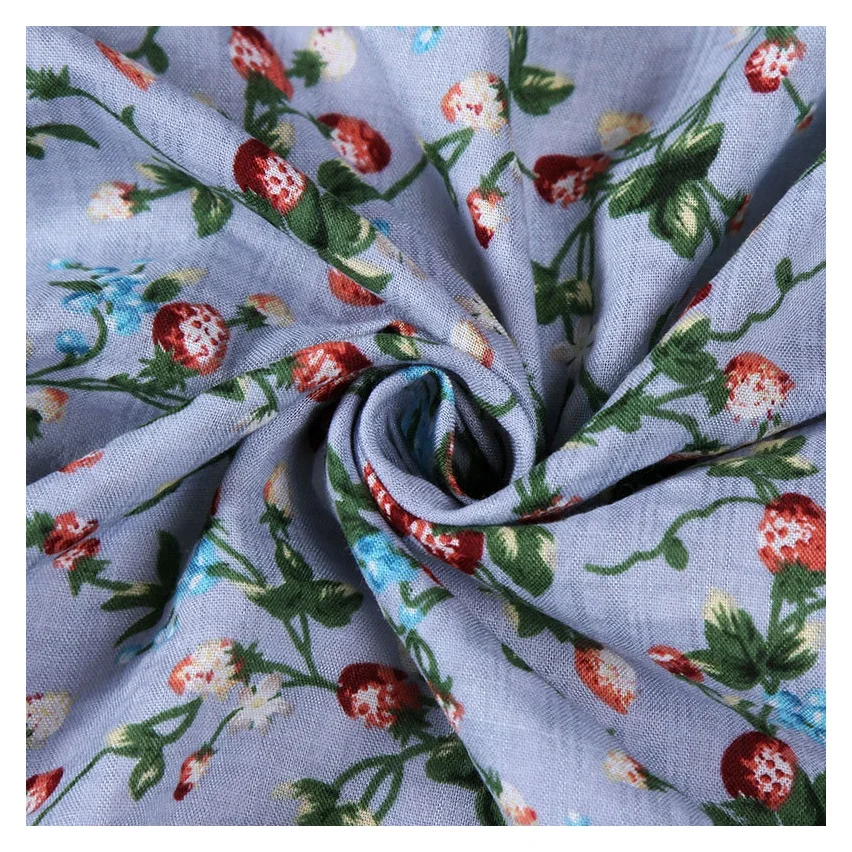 Hot selling floral printed cotton fabric digital print plain woven liberty fabric for dress