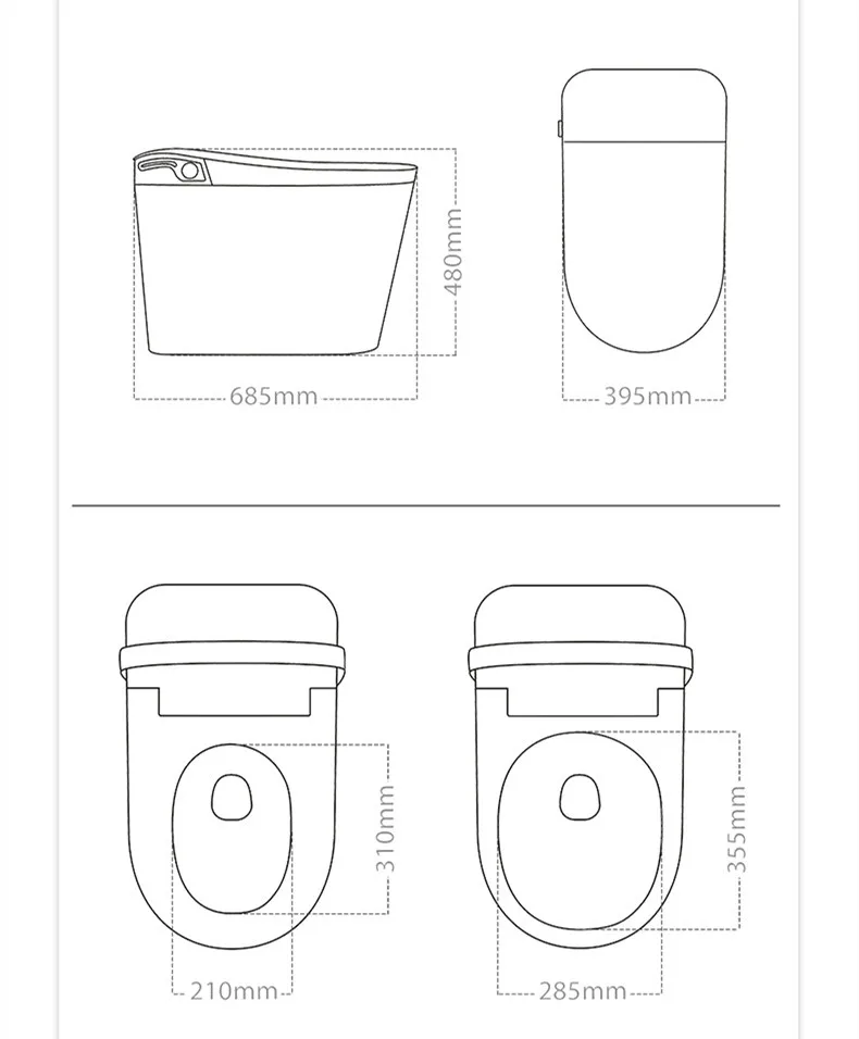 Bathroom automatic ceramic one piece smart toilet smart bidet toilet intelligent toilet