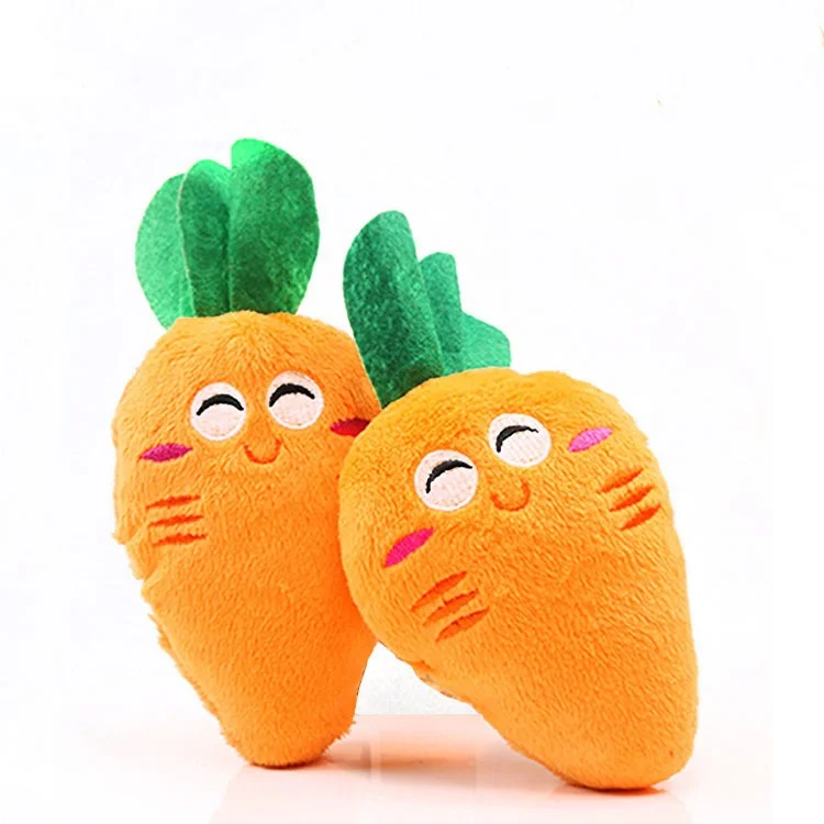 Hot Selling Cheap Orange Color Carrot Shape Tooth Cleaning Plush Toys For Little pets