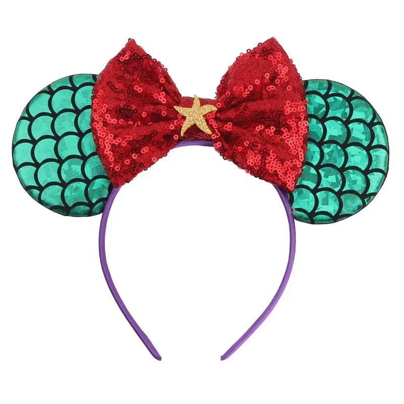 Ziming Hot Sale Glitter Mermaid  Crown Star DIY  Emblem Accessories For Kids Hair Styles Headband Hair Clips