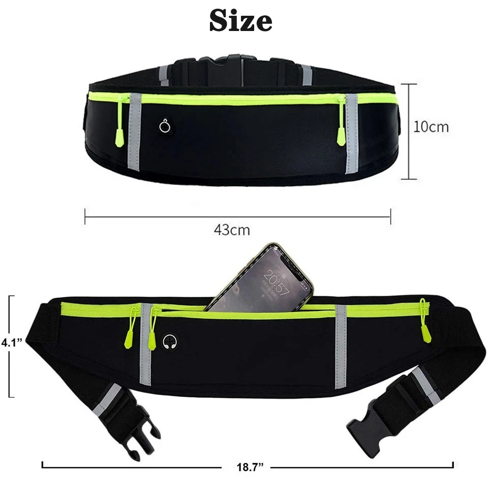 
NEW Reflective Waist Pack Women Running Waist Bag Waterproof Mobile Phone Holder Men Gym Fitness Jogging Travel Pouch Belt Bags 