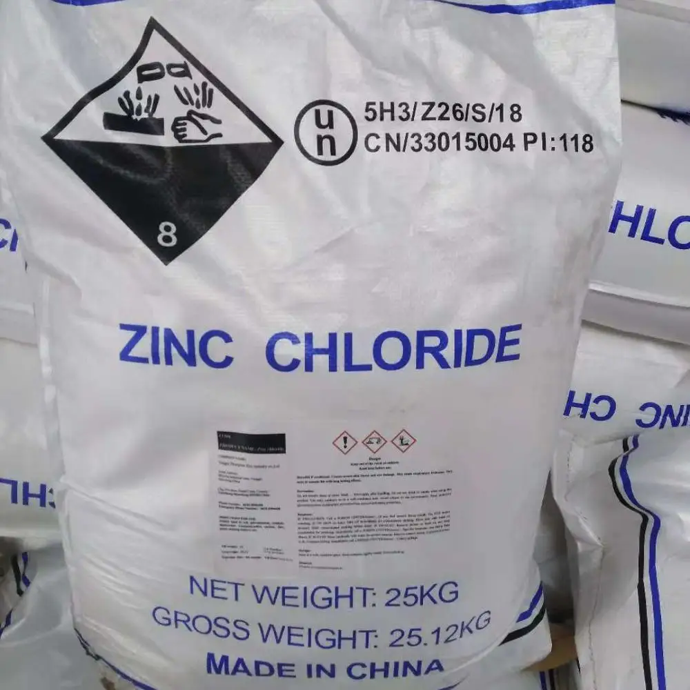 Manufacture supply  Zinc Chloride 98% Cas No.7646-85-7 packed in PP bags