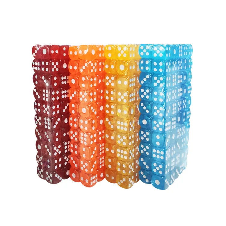 12mm Rounded Colorful Dice Transparent Table Game Crystal Acrylic Dice For Bar KTV Entertainment