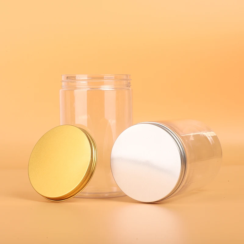 High quality 500ml 16 oz empty air tight Food Grade pet plastic Jam Ice Cream Salad Packaging Cookie Candy Jars With Lid for nut