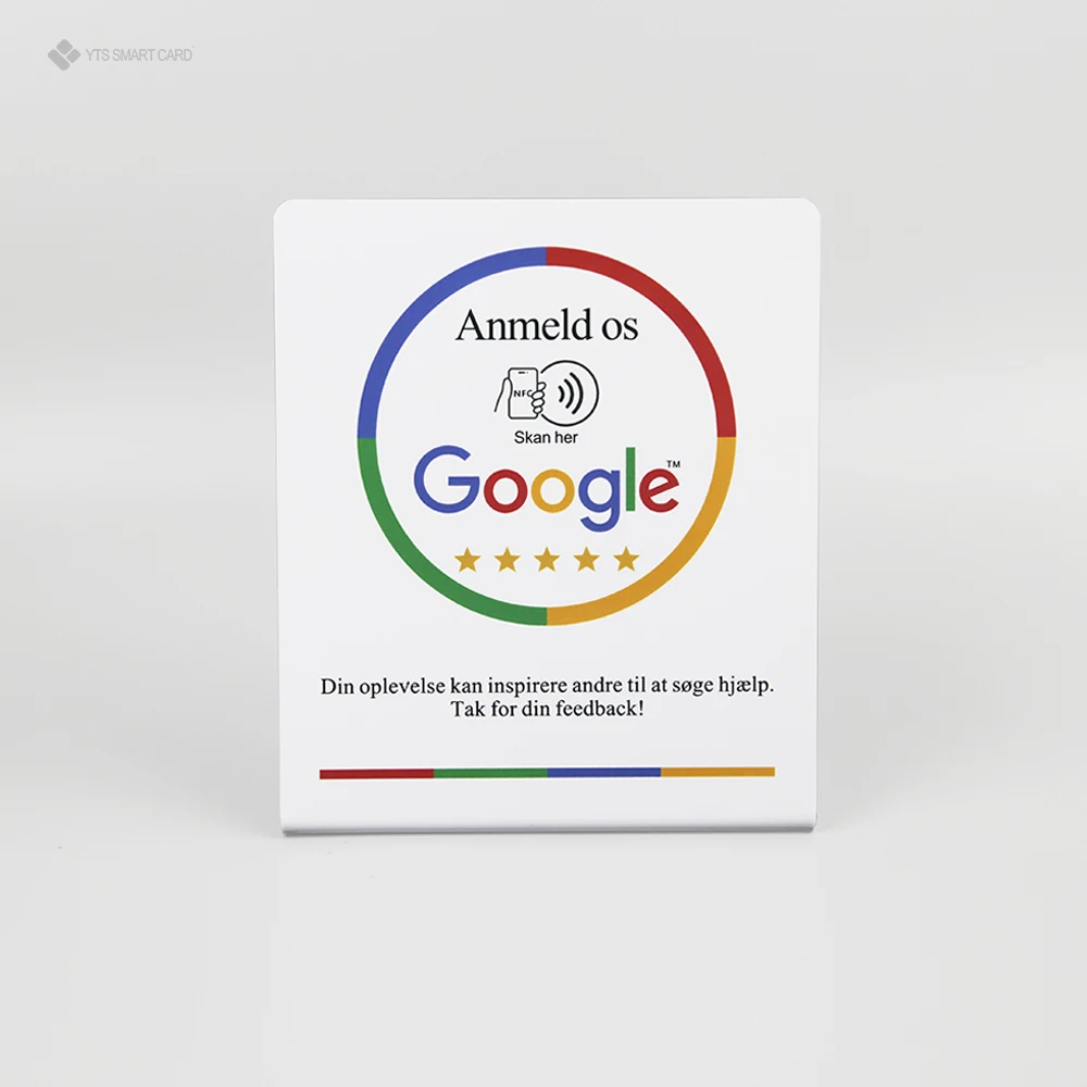 YTS Custom Printing Acrylic Nfc Table Display Stand tag213 Restaurant menu Nfc Google Review Nfc Stand table display