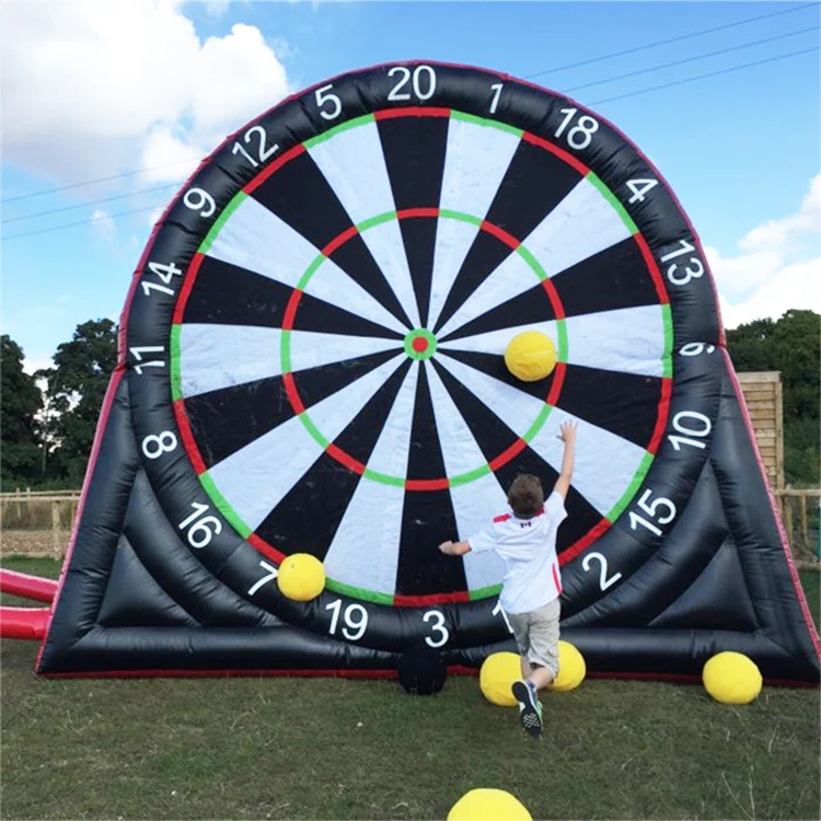 Outdoor giant black inflatable dart board game kick soccer inflatable football target ball foot darts for sport event