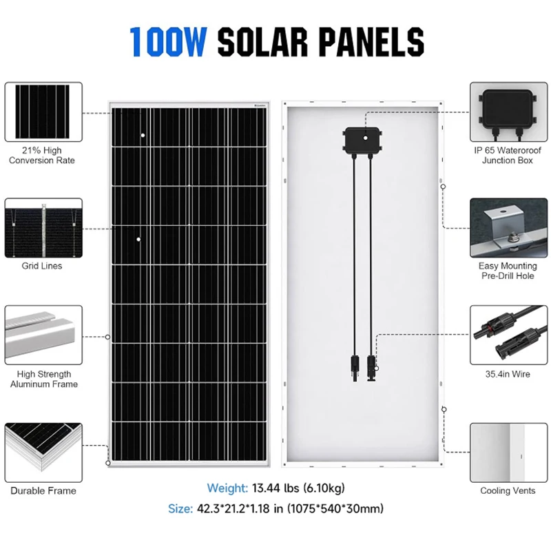Customized 12V 20V 24V 30V 40V 100W 200W Mono Glass Photovoltaic panels Mono Half Cell Pv Solar Modules Photovoltaic Panels