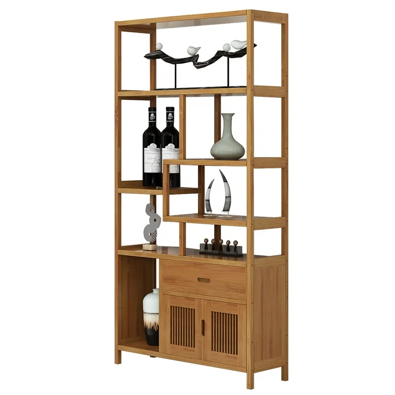Haichuan Corner Design bamboo Wood Natural Bamboo bogu antique Shelf For antique
