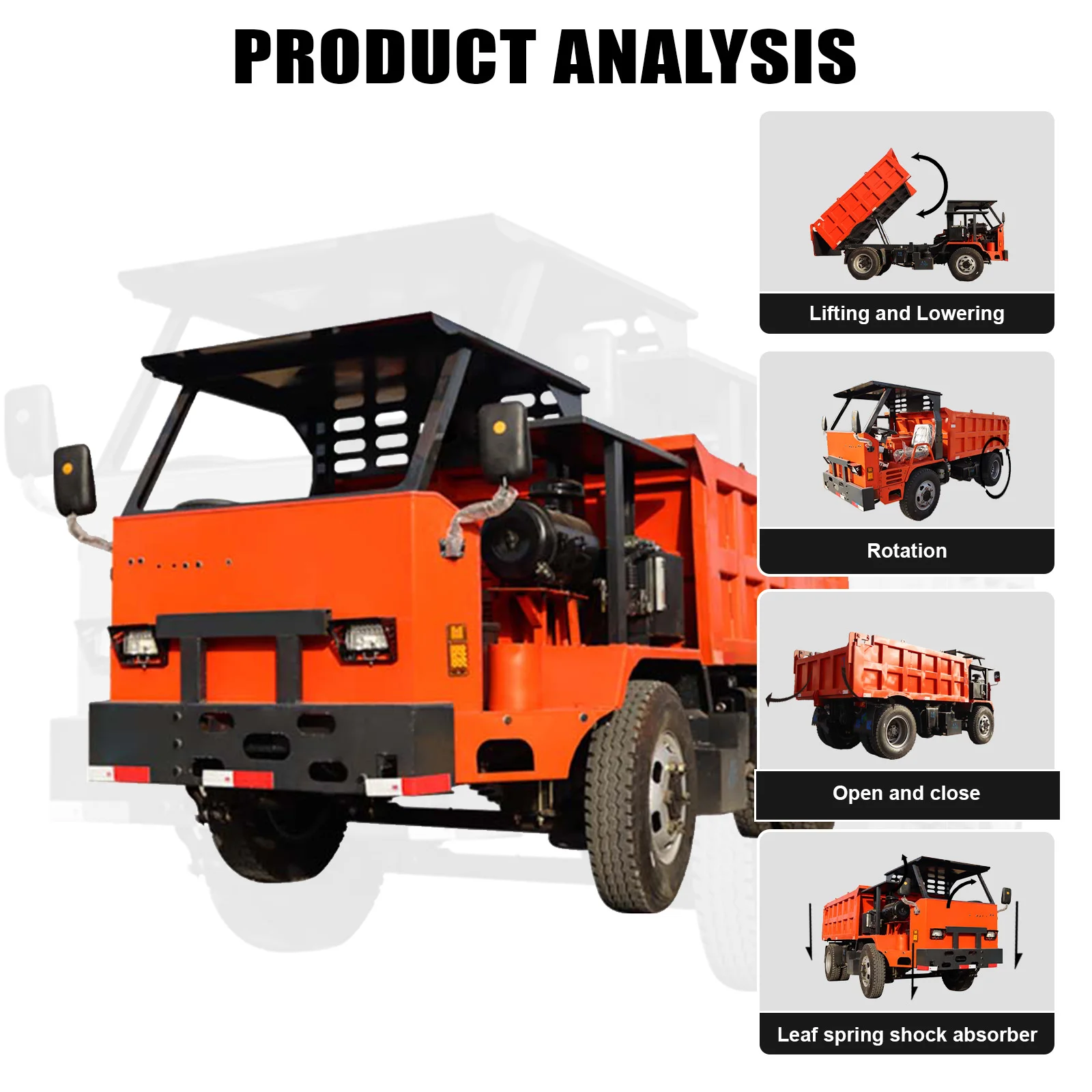Quarry use dump truck load capacity 5 tons with OTR tires mining tipper