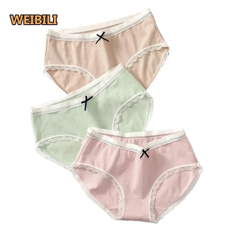 Lace fashion sexy large size Mid Waist cotton women Panties