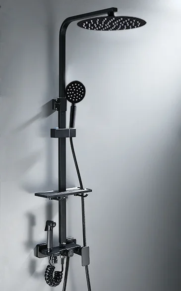 Bathroom black stainless steel 304 shower sets hot cold shower mixer in wall rain concealed shower set