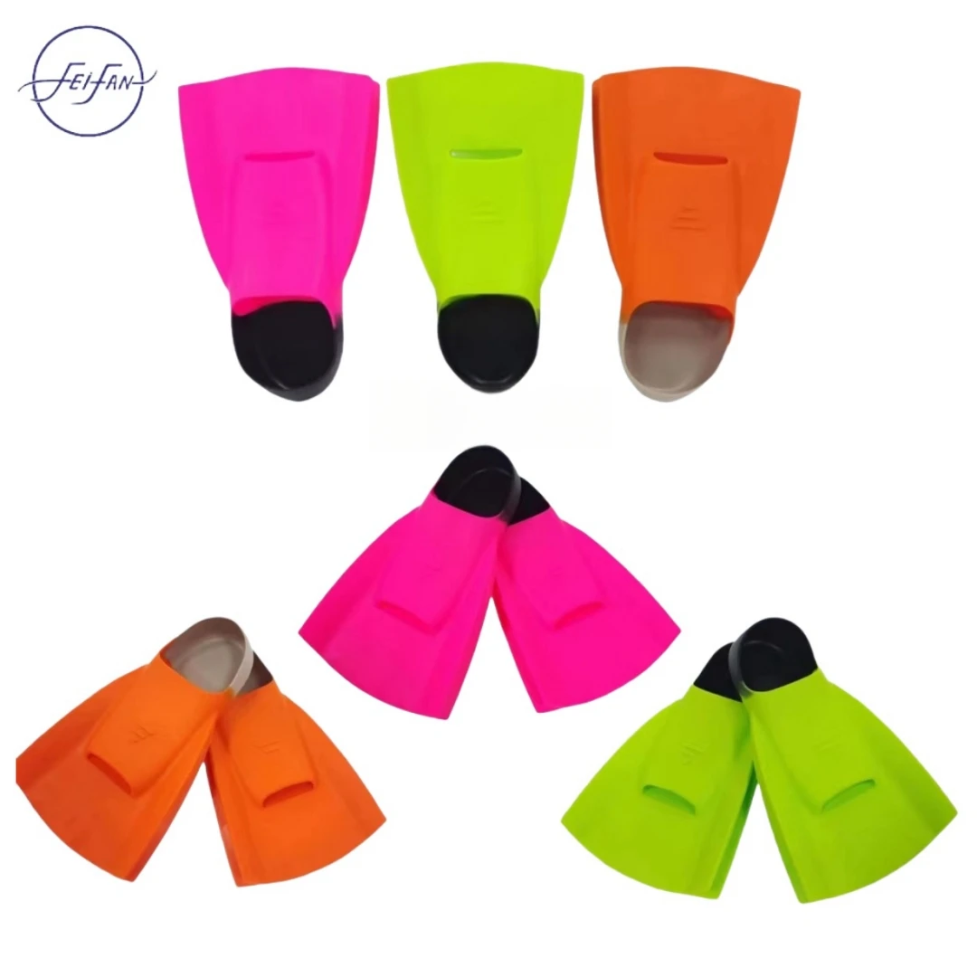 Orange M Kids Swim Fins Short Youth Flippers Swimming Training Fins for Children Beginner Lap Swimming Pool Snorkeling