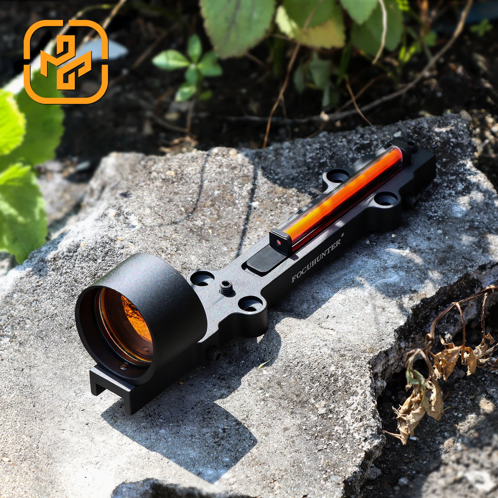 Focuhunter 1x28 волоконно-красный точечный прицел красный волоконно-оптический IPX7 водонепроницаемый для охоты батарея не нужна