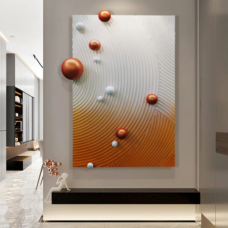 Modern Minimalist 3D Metal Ball Texture Relief Hand-painted Decoration Painting