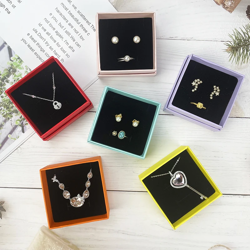 Custom Logo Display Storage Ring Earring Jewelry Packing Box Travel Jewelry Case Cardboard Paper Lids Jewelry Box