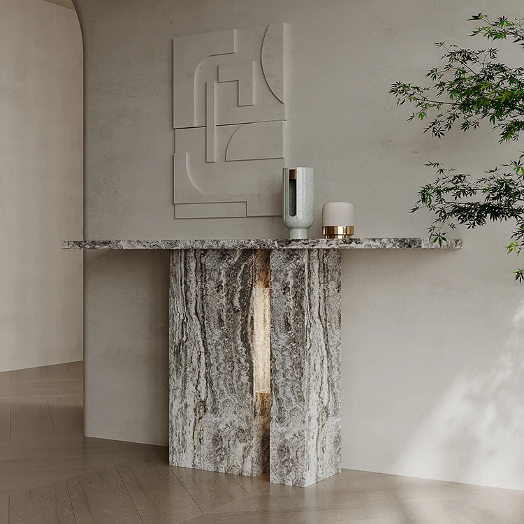 Hallway rectangular design led insert marble console table 150 cm more marble colors available console table for living room