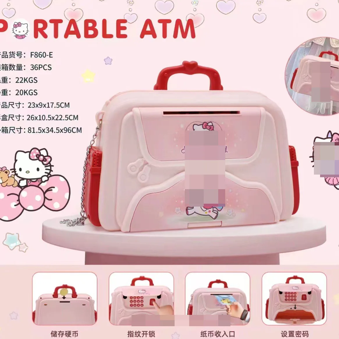 Kids Portable Handbag Code Case ATM Cartoon Sanrioes Cinnamoroll Piggy Bank with Music