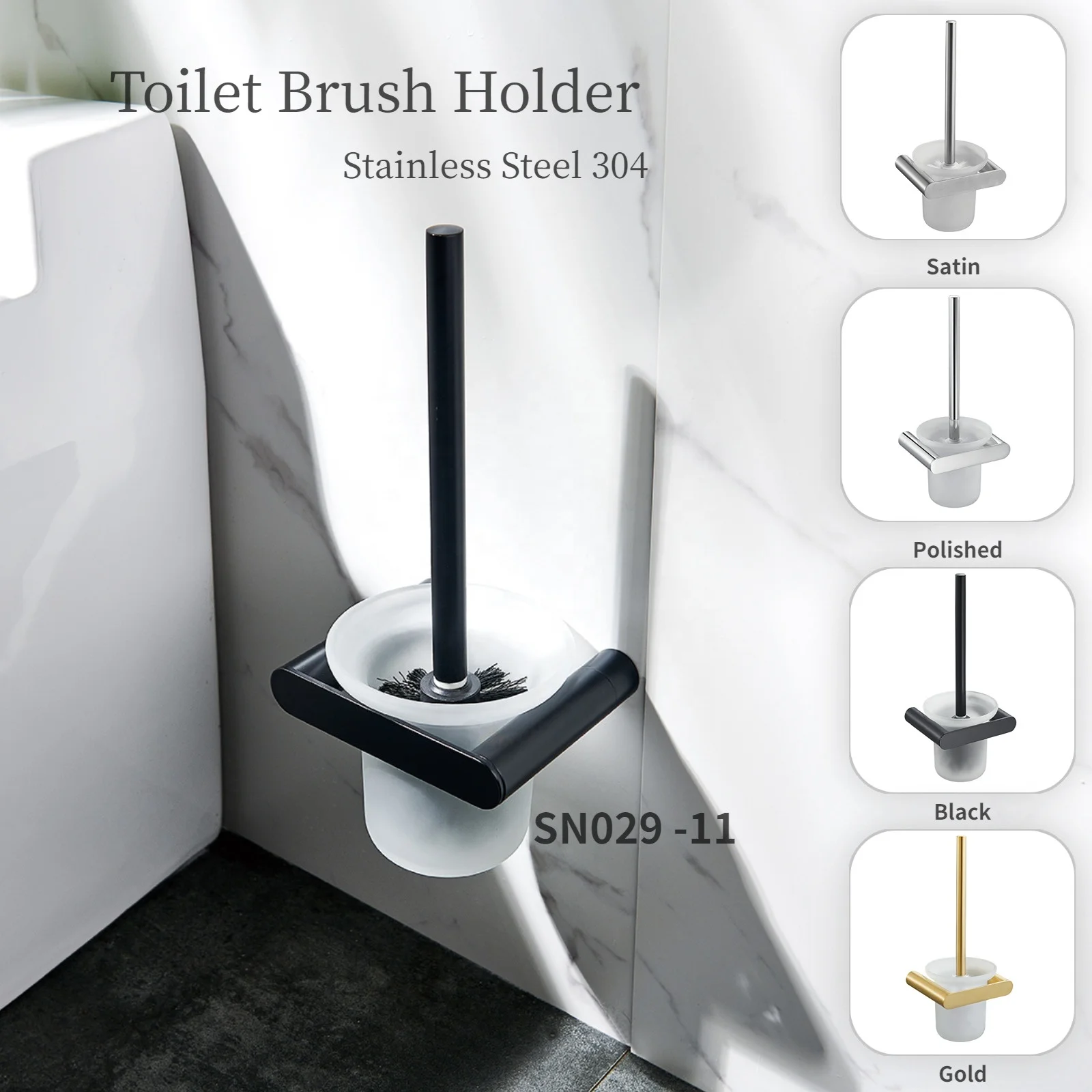 Hight Quity Gold Glass Cup Toilet Brush Stainless Steel 304 Toilet Brush and holder set for bathroom hotel